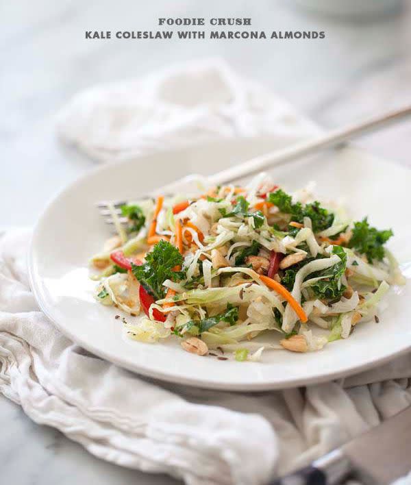 <strong>Get the <a href="http://www.foodiecrush.com/2012/06/kale-and-cabbage-coleslaw-with-marcona-almonds/">Kale and Cabbage Coleslaw with Marcona Almonds recipe from Foodie Crush</a></strong>