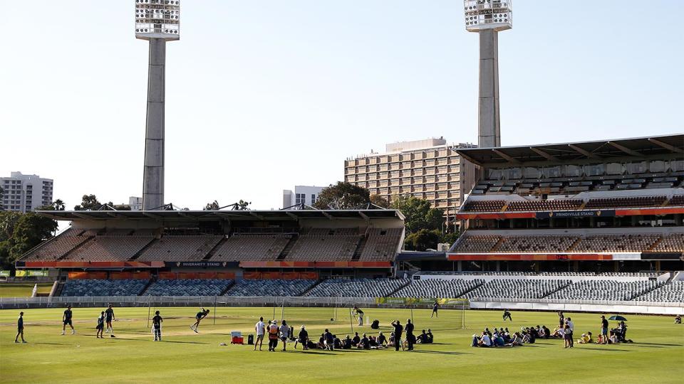 Steve Smith of Australia bats during an Australian Test team training session at WACA on December 10, 2019 in Perth.