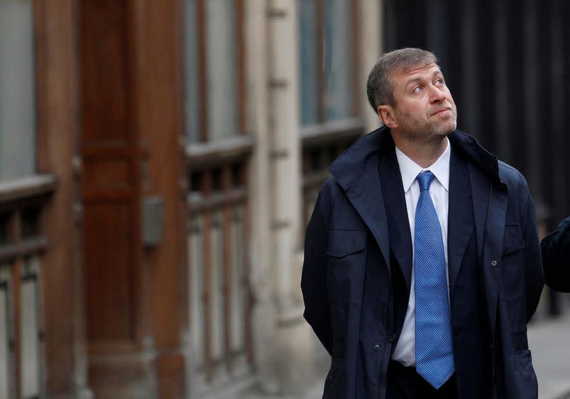 FILE PHOTO: Chelsea Football Club owner Roman Abramovich walks past the High Court in London