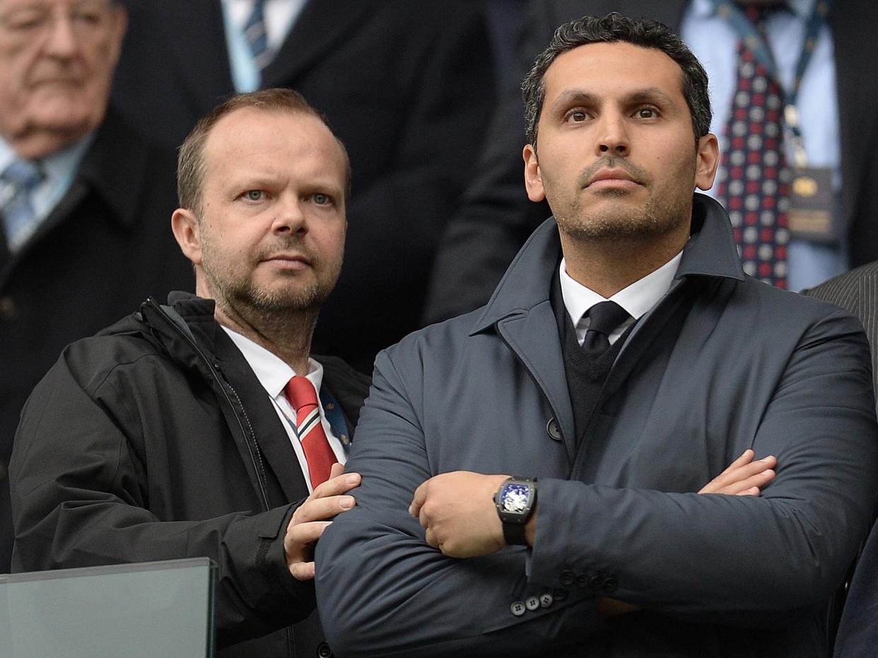 Ed Woodward and Manchester City chairman Khaldoon Al Mubarak: AFP via Getty Images