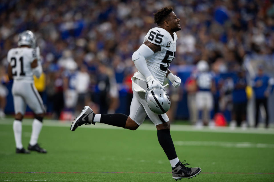 Oakland Raiders linebacker Vontaze Burfict (55) runs off the field after getting ejected. (Getty Images)