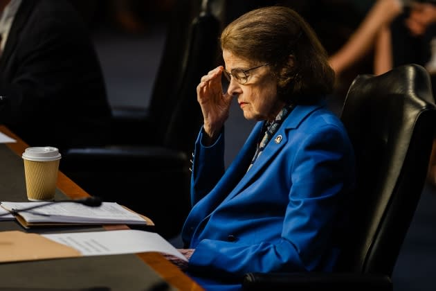 dianne-feinstein-confusing-answer.jpg Senator Dianne Feinstein Returns To The Senate Judiciary Committee - Credit: Kent Nishimura/Los Angeles Times/Getty Images