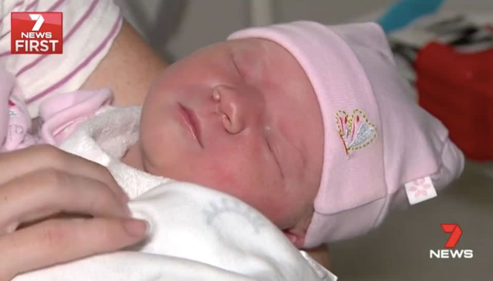 Newborn baby Harper is part of a world-first study. Source: 7 News