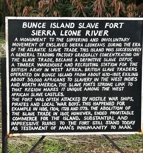 Sign at the entrance to Bunce Island