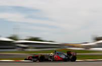 MONTREAL, CANADA - JUNE 10: Lewis Hamilton of Great Britain and McLaren drives on his way to winning the Canadian Formula One Grand Prix at the Circuit Gilles Villeneuve on June 10, 2012 in Montreal, Canada. (Photo by Paul Gilham/Getty Images)