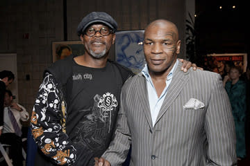 Samuel L. Jackson and Mike Tyson at the Los Angeles premiere of Yari Film Group's Resurrecting the Champ