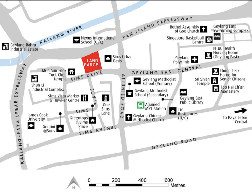 Location plan for land parcel at Sims Drive. Source: URA