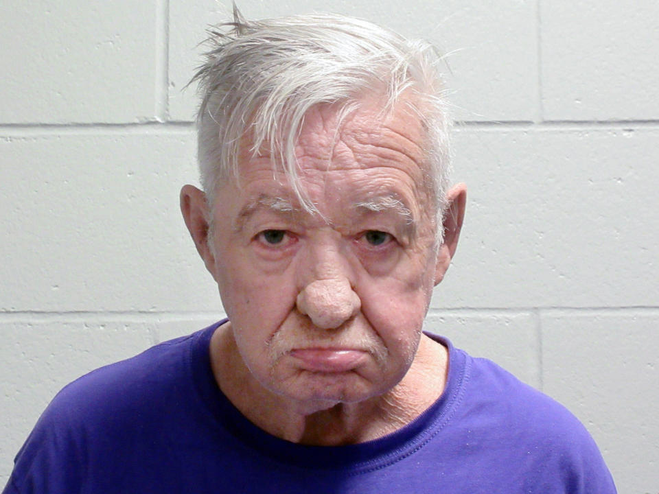 This booking photo released Tuesday, July 16, 2019, by the Milford, N.H., Police Department shows Robert Champigny, 74, arrested Monday night at a Manchester hotel and charged with assaulting an 83-year-old woman at Crestwood Nursing Home in June. (Milford Police Department via AP)