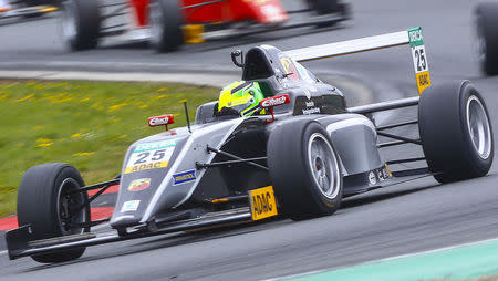 Van Ammersfoort Formula Four driver Mick Schumacher of Germany drives during the second race of the ADAC F4 season at the Motorsport Arena in Oschersleben, Germany, April 26, 2015. REUTERS/Hannibal Hanschke