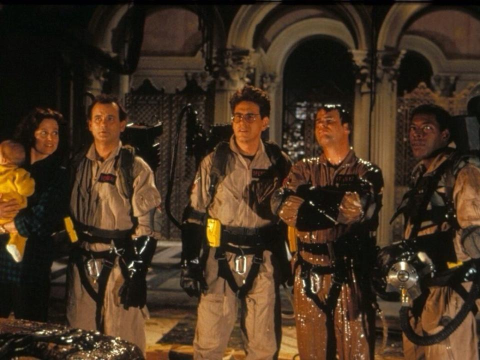 Sigourney Weaver, Bill Murray, Harold Ramis, Dan Akroyd, and Ernie Hudson in "Ghostbusters II."