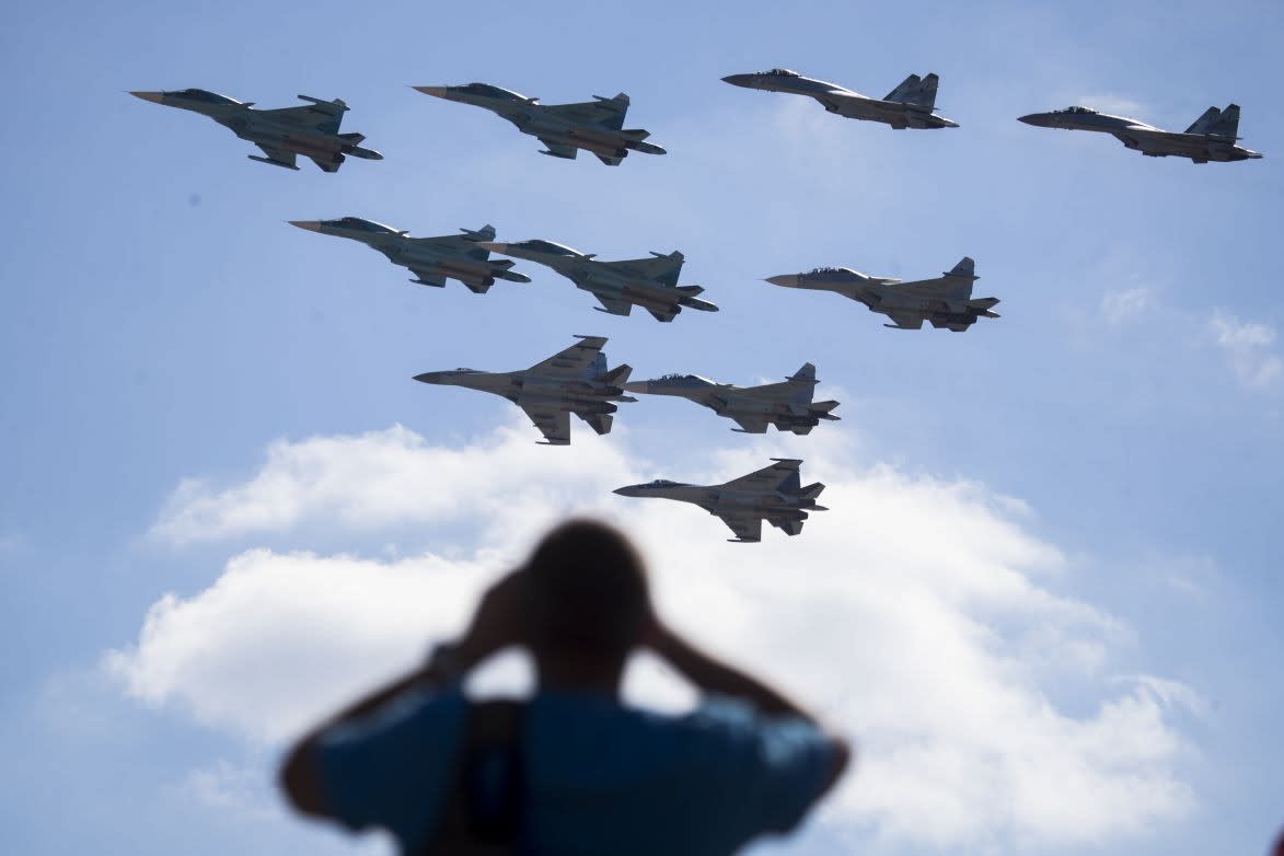 Russian military jets fly over Moscow in August during Zapad-17: AP