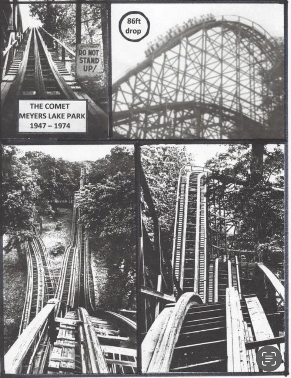 The Comet was the roller coaster at Meyers Lake Amusement Park from 1947 until the park's closing in June 1974.