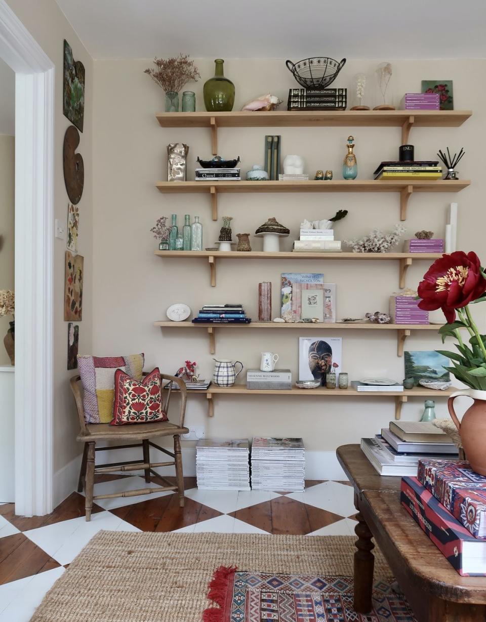 shelving full of decorative ornaments