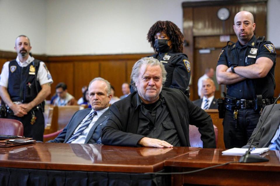 Bannon appears in Manhattan Supreme Court to set his trial date in New York City on May 25, 2023.<span class="copyright">Curtis Means—Pool/Getty Images</span>