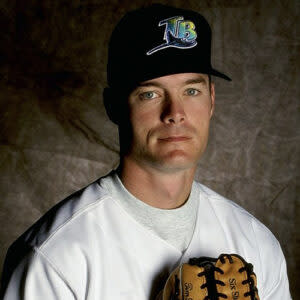 Tim Davis in a 1999 spring training portrait for the Tampa Bay Devil Rays. (Otto Greule Jr. /Allsport/Getty Images)