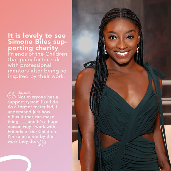 Simone Biles looks great in a black cutout dress