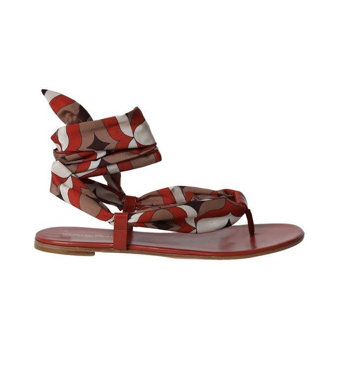 12) Silk Scarf Ankle-Tie Sandal