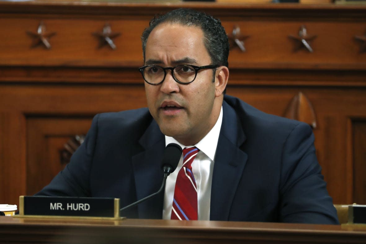 WASHINGTON, DC – NOVEMBER 19: U.S. Rep. Will Hurd (R-TX) questions Jennifer Williams, adviser to Vice President Mike Pence for European and Russian Affairs, and Lt. Col. Alexander Vindman, National Security Council Director for European Affairs, during a hearing before the House Intelligence Committee in the Longworth House Office Building on Capitol Hill November 19, 2019 in Washington, DC. The committee heard testimony during the third day of open hearings in the impeachment inquiry against U.S. President Donald Trump, who House Democrats say withheld U.S. military aid for Ukraine in exchange for Ukrainian investigations of his political rivals. (Photo by Jacquelyn Martin – Pool/Getty Images)