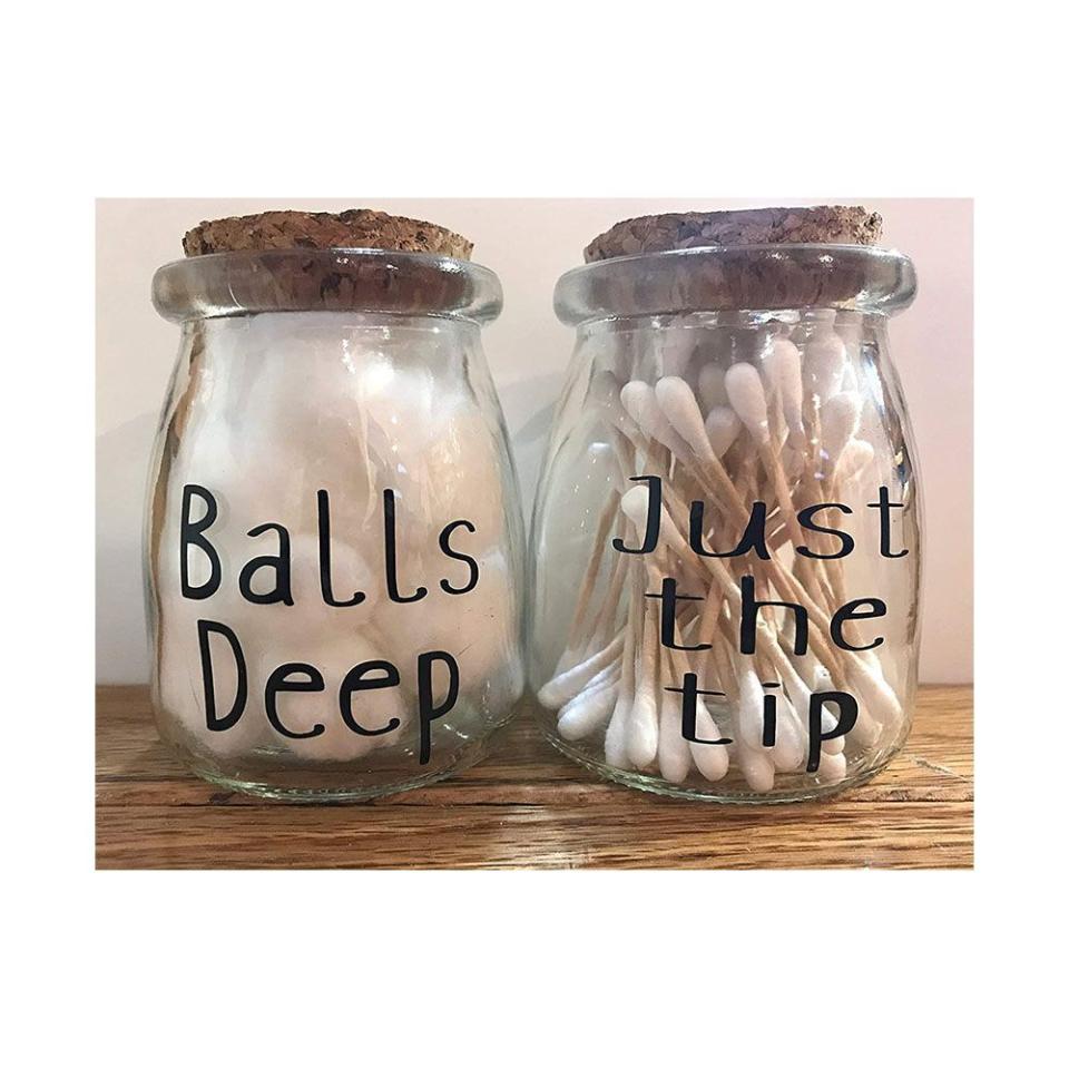 6) Designs by Dake Just the Tip and Balls Deep Bathroom Jars