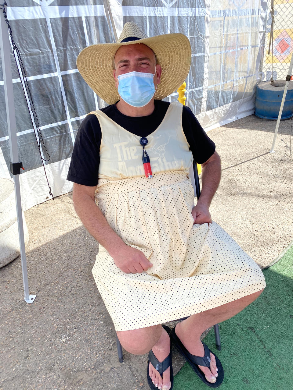 Image: Max, a man experiencing homelessness, at a camp in Denver. (Vicky Collins / for NBC News)