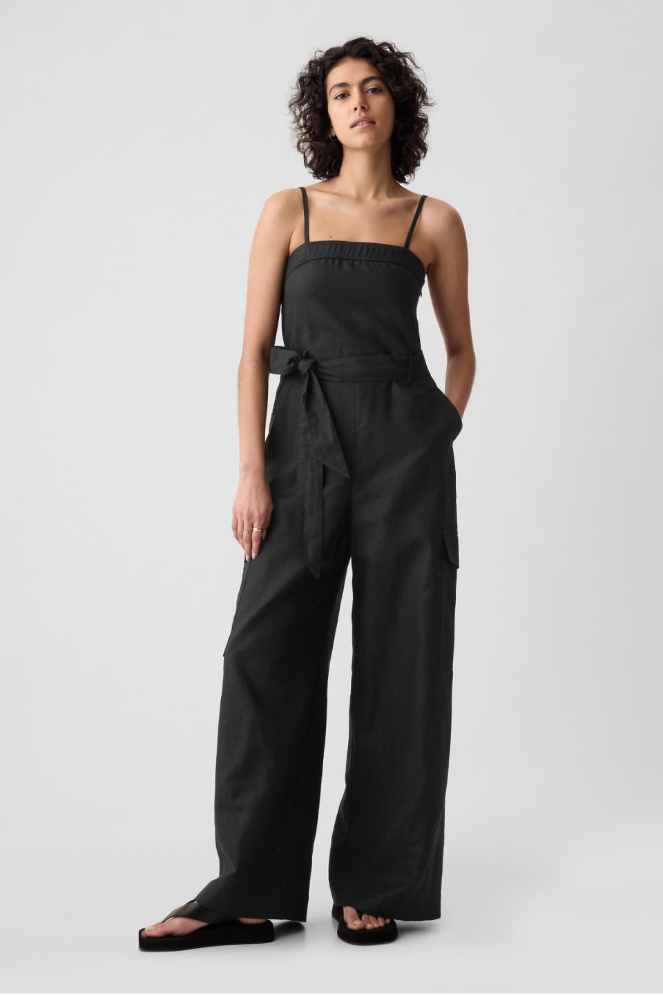 Gap Linen-Cotton Cargo Jumpsuit