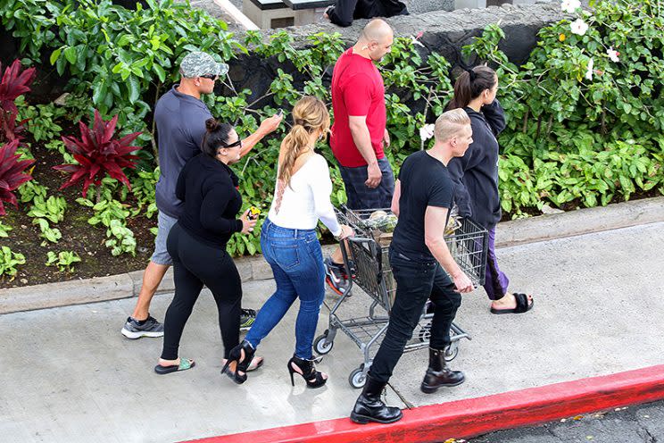 AG_152838 - - *EXCLUSIVE* Oahu, HI - Mariah Carey goes shopping on Thanksgiving day for turkey and fixings at Whole Foods in Hawaii. Mariah is on the island of Oahu in Hawaii to perform three sold out concerts. Earlier in the day her rumored flame and backup dancer Bryan Tanaka was seen on the beach fronting the Hotel that Mariah is staying at. Also at the hotel were Mariah's children from ex husband Nick Cannon. They were seen spending the day with family playing at the hotel pool. Mariah seemed in high spirits stopping and taking selfies with fans and, laughing with her entourage. *SHOT ON 11/24/16* AKM-GSI 25 NOVEMBER 2016To License These Photos, Please Contact : Maria Buda (917) 242-1505 mbuda@akmgsi.com or Mark Satter (317) 691-9592 msatter@akmgsi.com sales@akmgsi.com