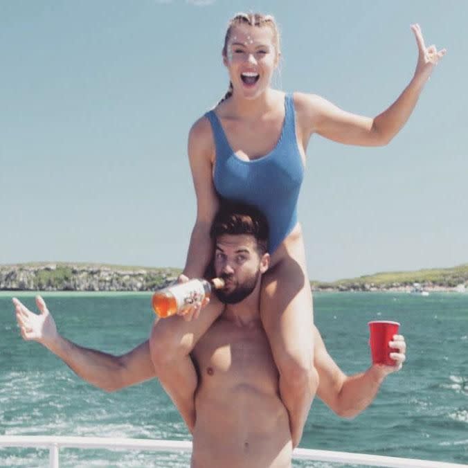 The Bachelorette contestant Blake Colman seen getting wild at Miss Swimsuit USA USA International 2017 winner Cassandra Walker's birthday this year. Source: Instagram