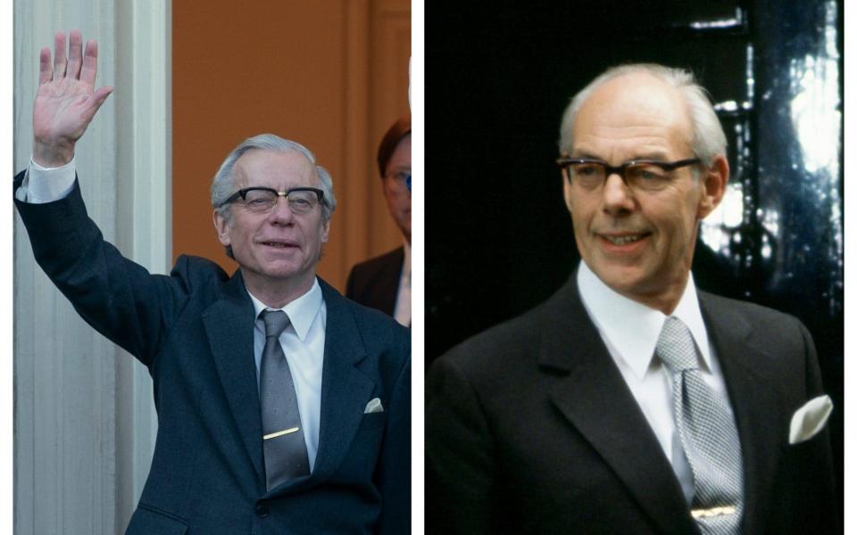 Stephen Boxer (l) as Dennis Thatcher (r)