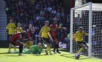 Britain Soccer Football - AFC Bournemouth v Middlesbrough - Premier League - Vitality Stadium - 22/4/17 Bournemouth's Benik Afobe looks dejected as Middlesbrough's Brad Guzan watches the ball go past Reuters / Dylan Martinez Livepic