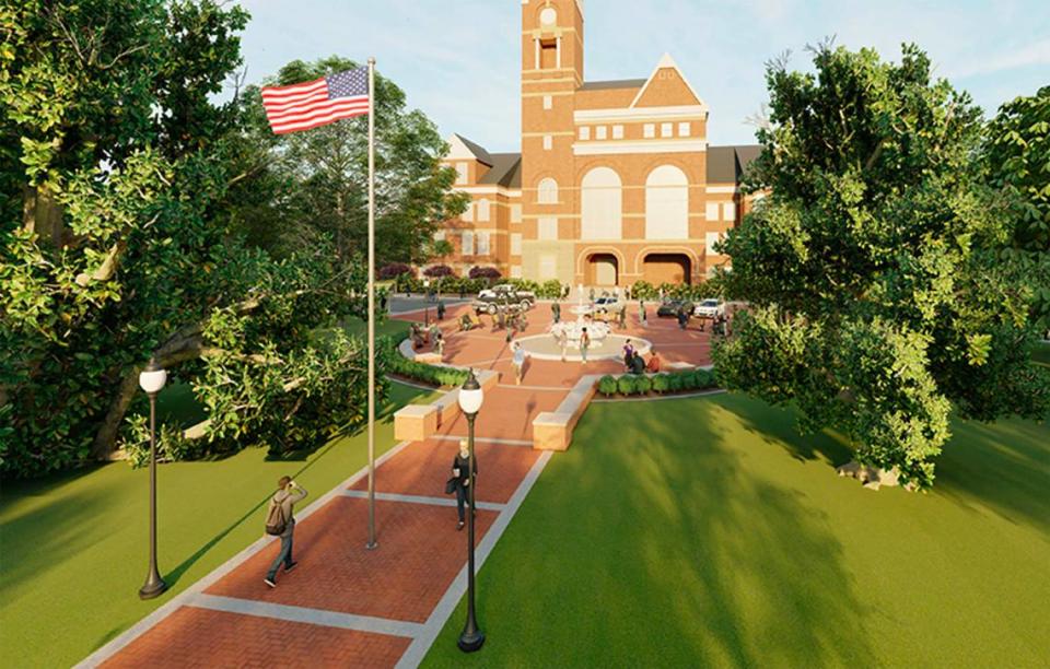 The new Winthrop Univeristy fountain will be complete in December of 2023. The project includes a brick-paved walkway and seating.