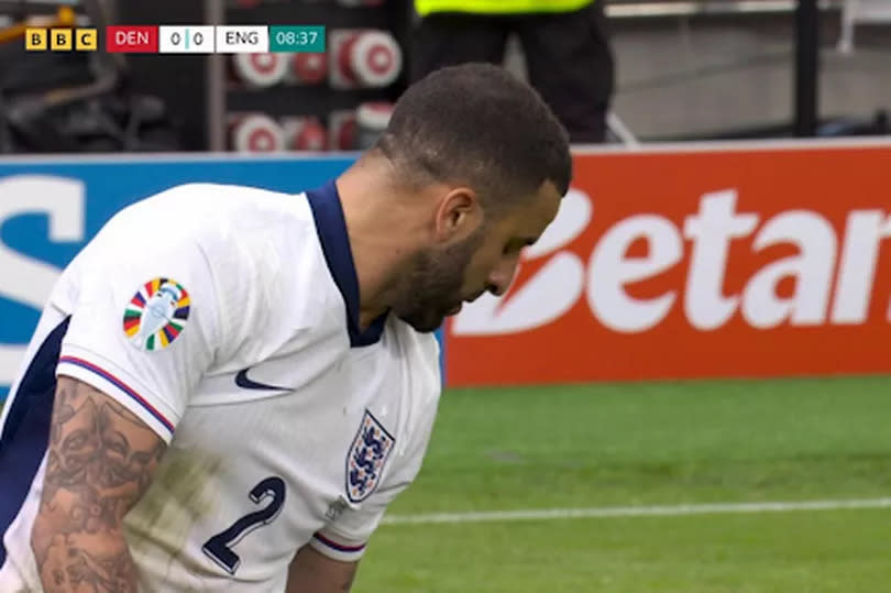 Kyle Walker looked down at the turf after a heavy fall