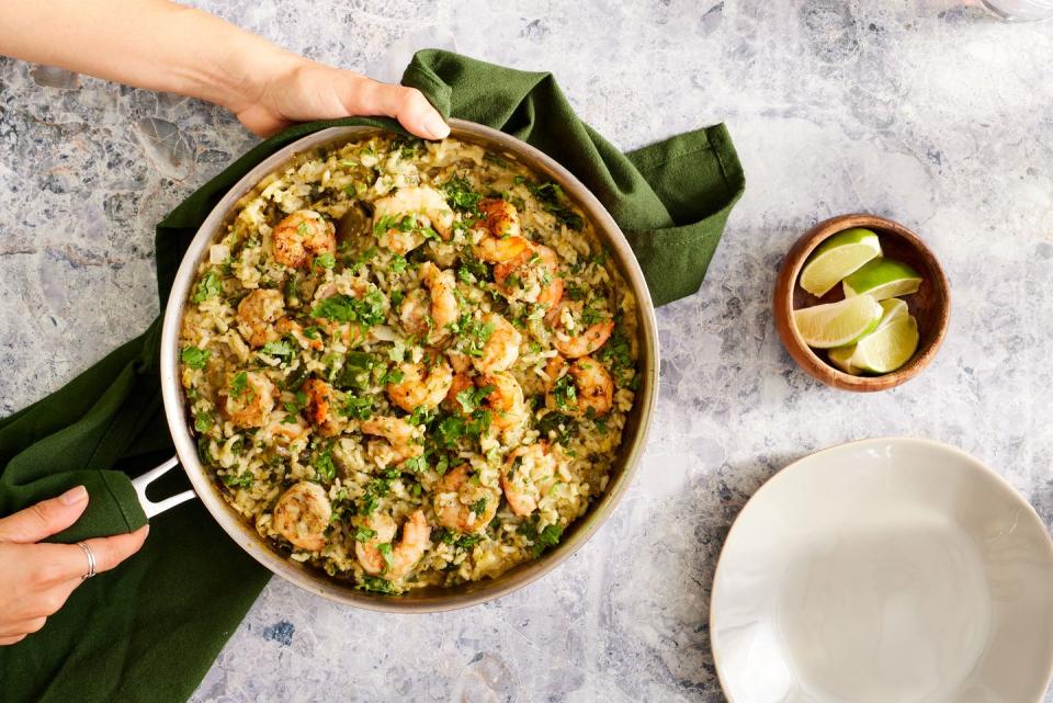 One-Pan Salsa Verde Shrimp & Rice