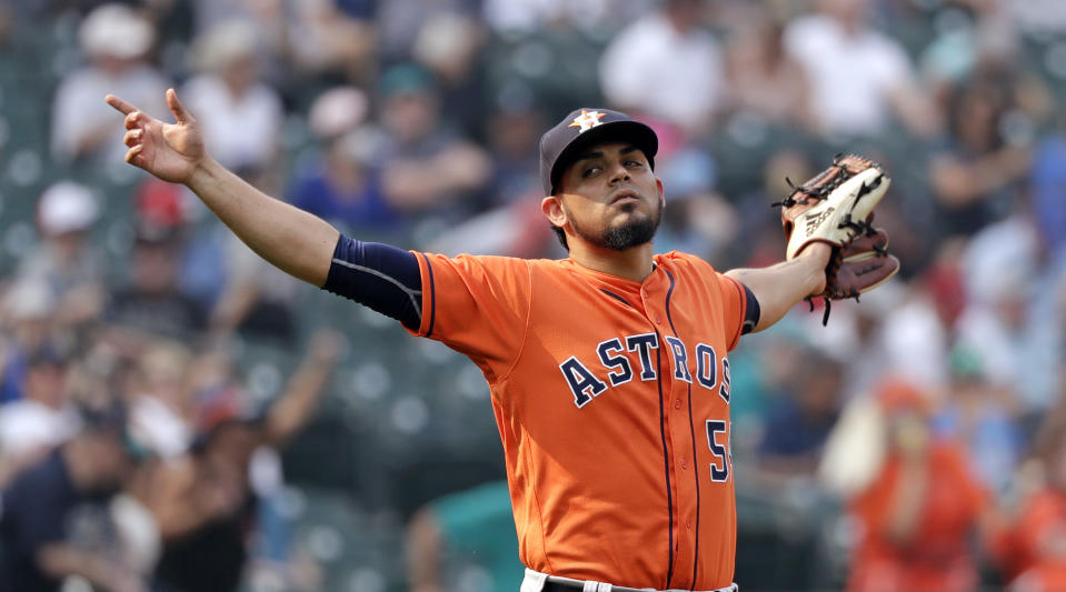 Roberto Osuna spoke about his domestic violence allegations. (AP Photo)