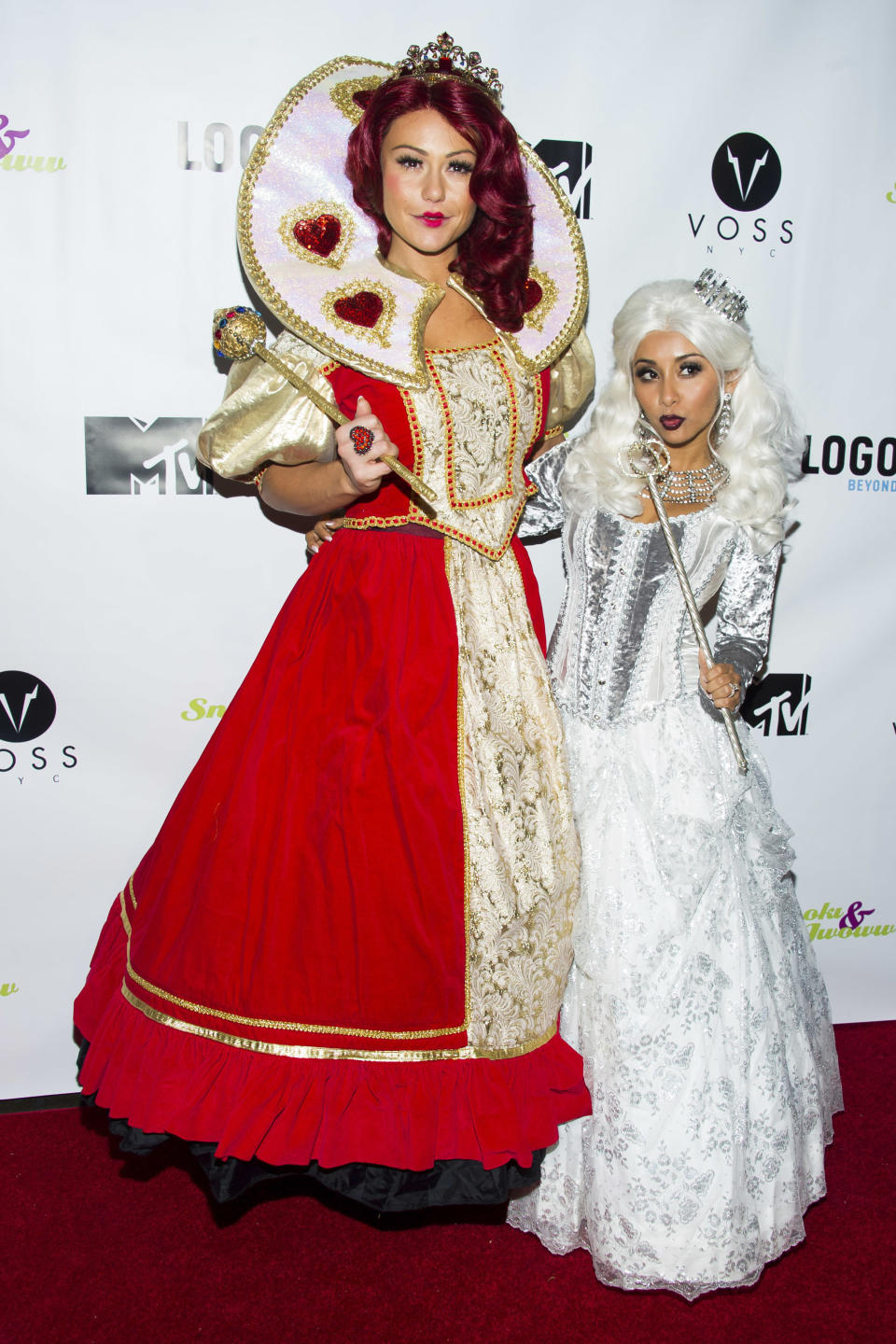 Jenni "JWoww" Farley, left, and Nicole "Snooki" Polizzi attend Night of the Living Drag: A RuPaul's Drag Race Halloween party on Friday, Oct. 25, 2013 in New York. (Photo by Charles Sykes/Invision/AP)