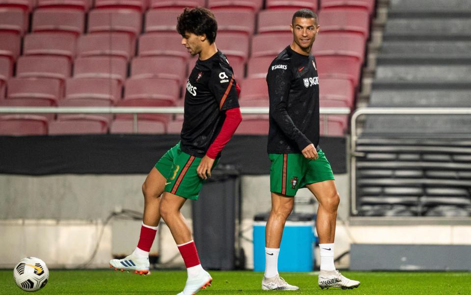 Joao Felix of Portugal, Cristiano Ronaldo of Portugal during the International Friendly match between Portugal v Andorra at the Estadio Da Luz on November 11, 2020 in Lisbon Portugal. - GETTY IMAGES