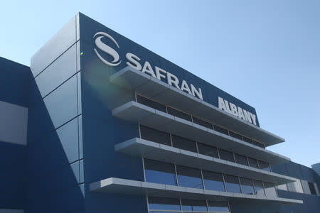 The facade of the Safran Aircraft Engines plant is pictured in Queretaro, Mexico, February 21, 2018. REUTERS/Edgard Garrido