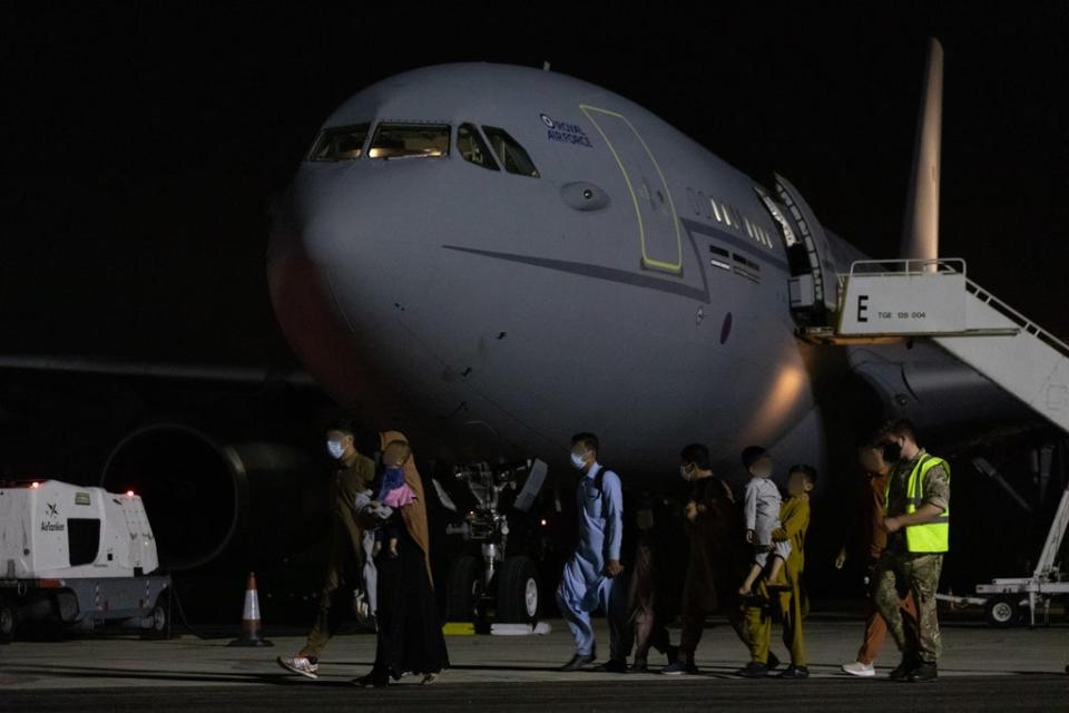 Arrivals at RAF Brize Norton who have been evacuated from Afghanistan (Cpl Will Drummee RAF/MOD/Crown copyright) (PA Media)