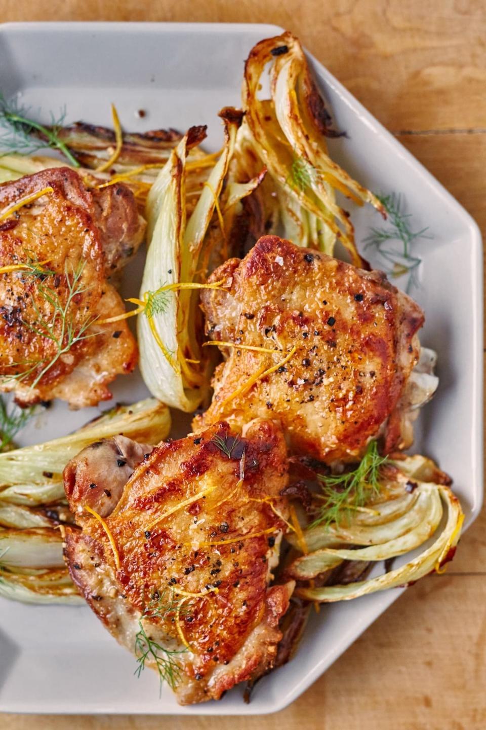 Roasted Chicken Thighs with Fennel & Lemon