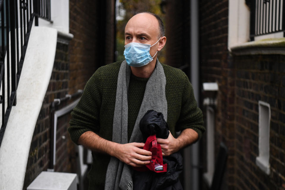 Dominic Cummings outside his north London home after he resigned from his role as Prime Minister Boris Johnson's top aide, following director of communications Lee Cain. Both will continue to work for the Prime Minister and Downing Street until mid-December.