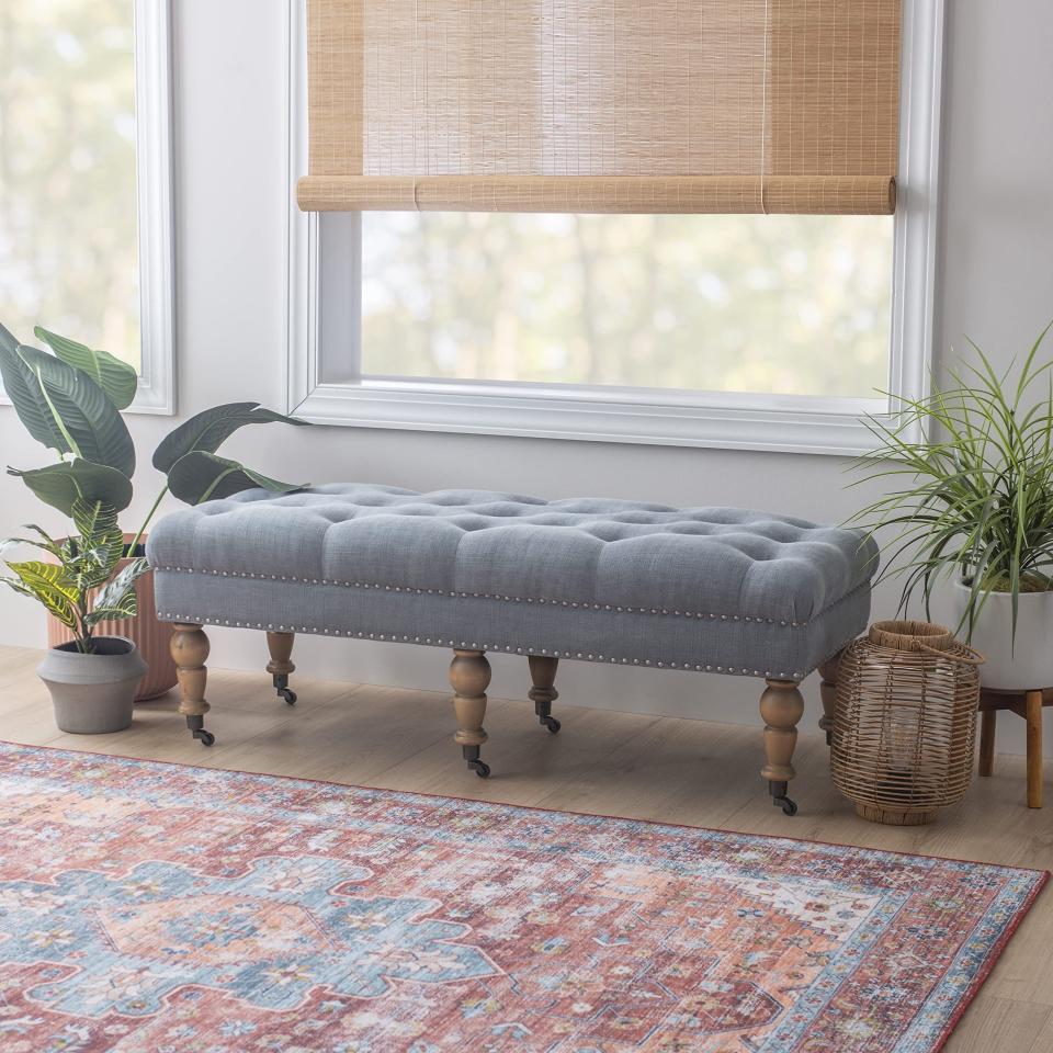 Linon Isabelle Washed Linen Bench