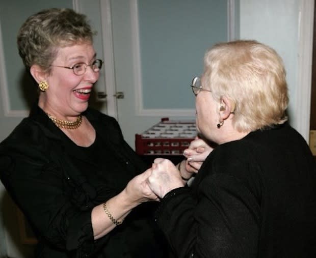 <b class="credit">Paul Hawthorne</b>That's my mom, greeting an old high school friend at her 50th anniversary party.
