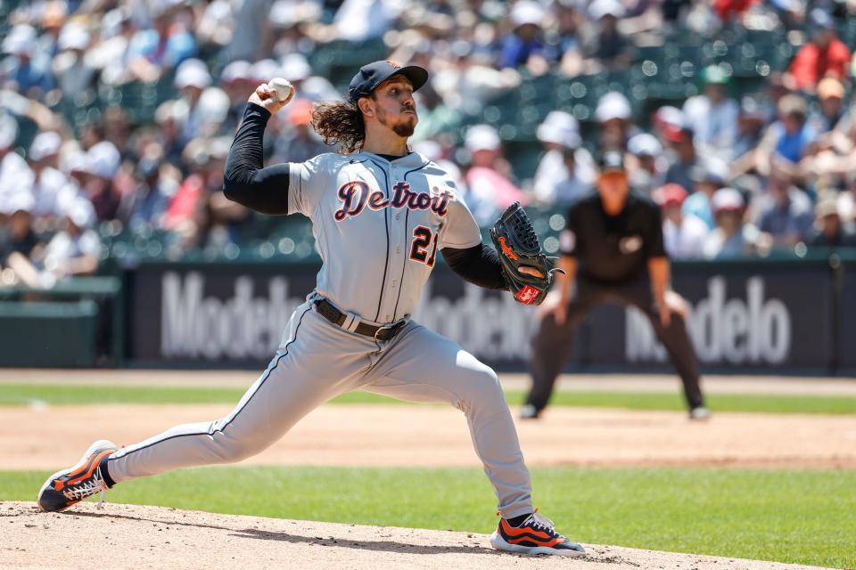 Detroit Tigers starting pitcher Michael Lorenzen pitches against the Chicago White Sox during the first inning at Guaranteed Rate Field, June 3, 2023 in Chicago.