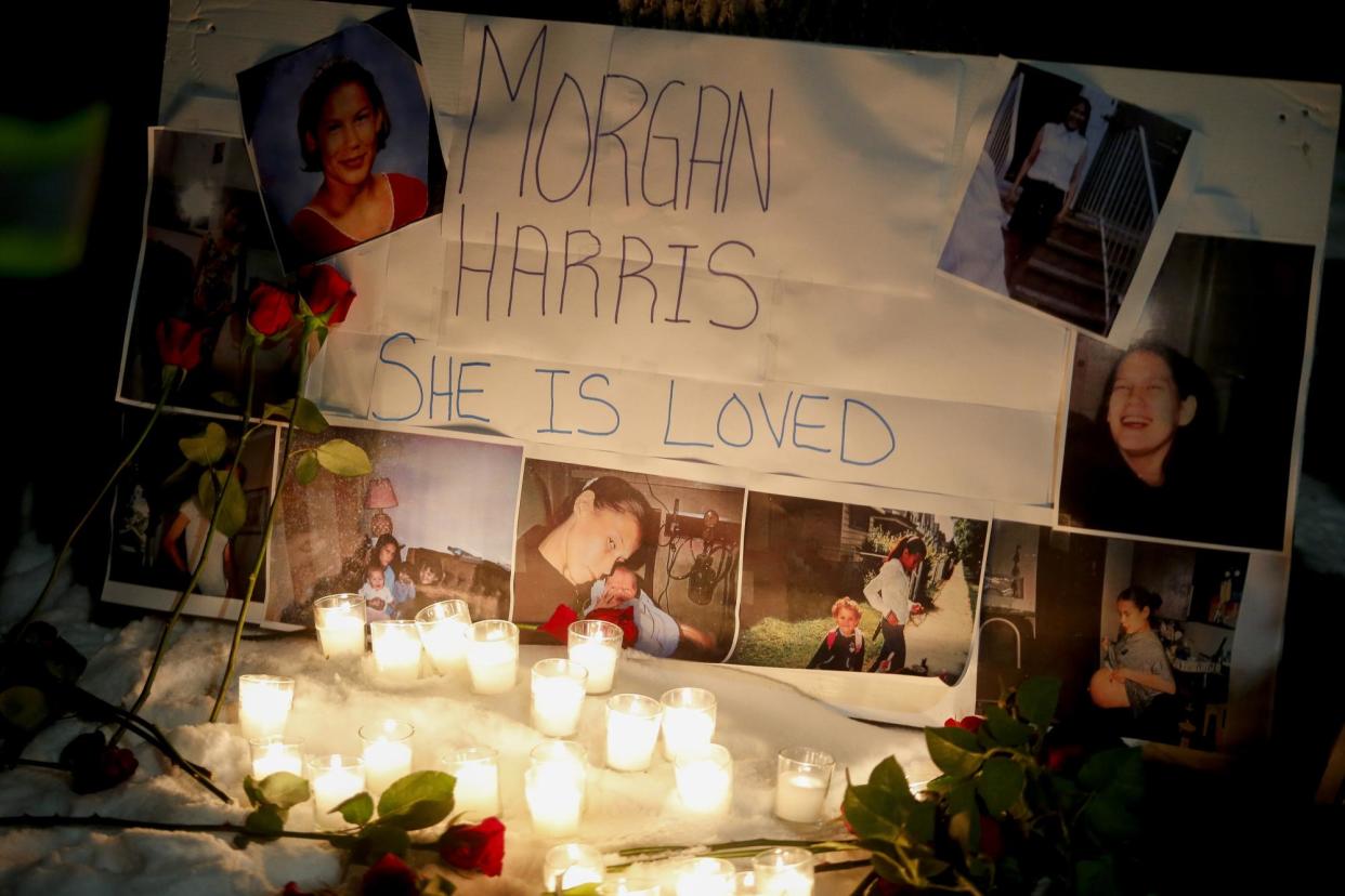 <span>A memorial for Morgan Harris in Manitoba, Winnipeg, on 1 December 2022.</span><span>Photograph: John Woods/The Canadian Press via AP</span>