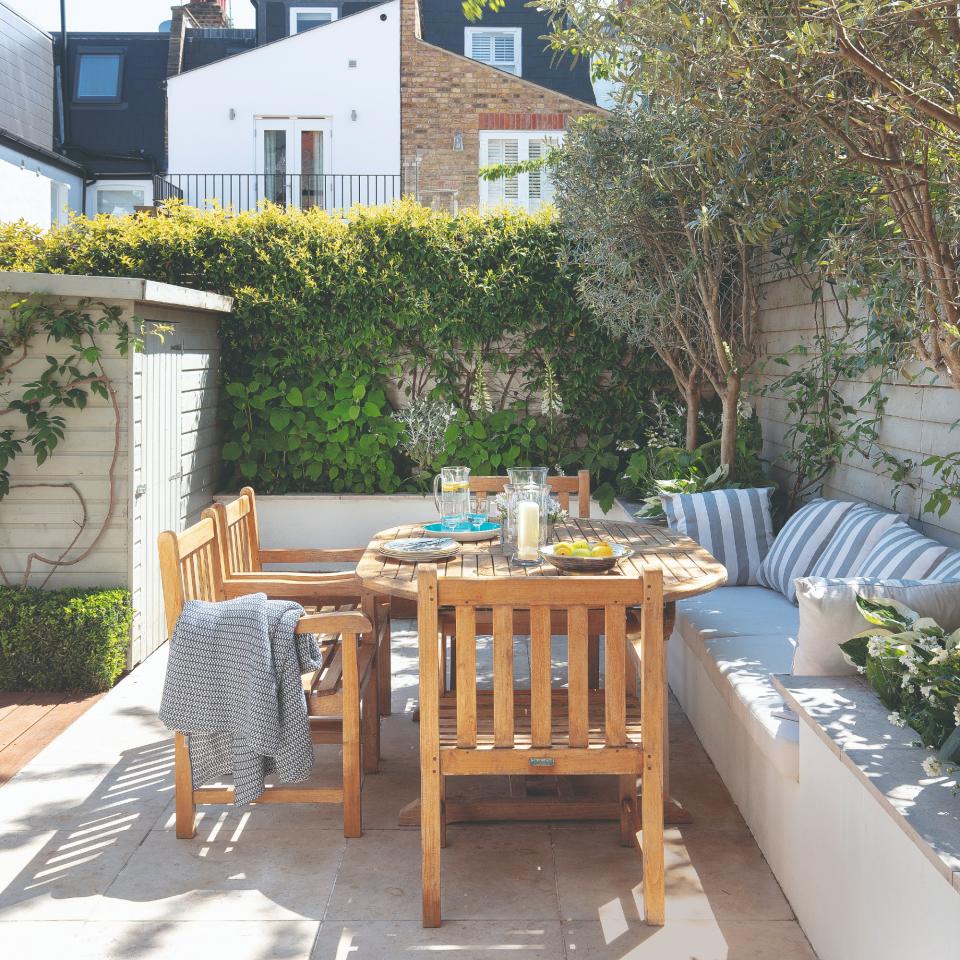 A garden furniture set on a patio