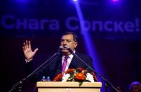 Milorad Dodik, President of Republika Srpska, speaks after the results of a referendum over a disputed national holiday during an election rally in Pale, Bosnia and Herzegovina, September 25, 2016. REUTERS/Dado Ruvic