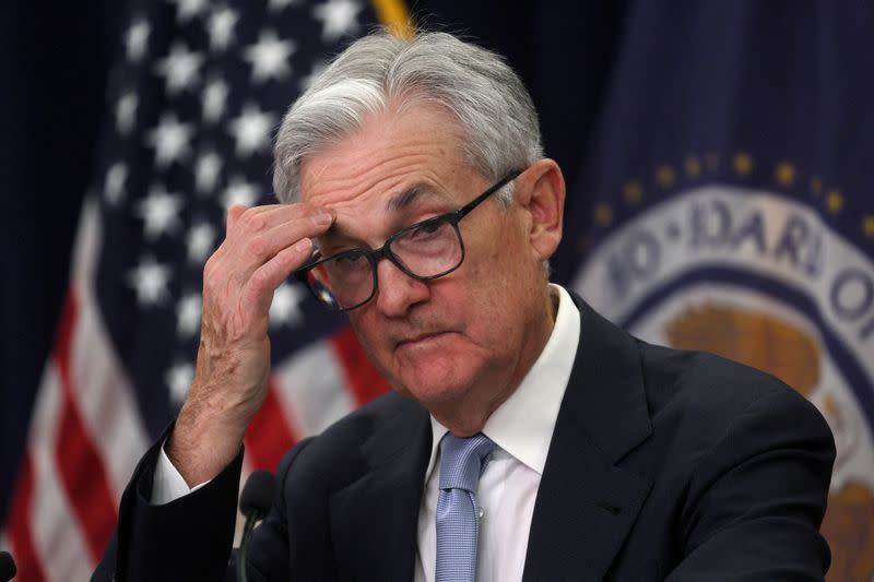 FILE PHOTO: Federal Reserve Board Chairman Jerome Powell holds a news conference about the latest U.S. Fed policy decision