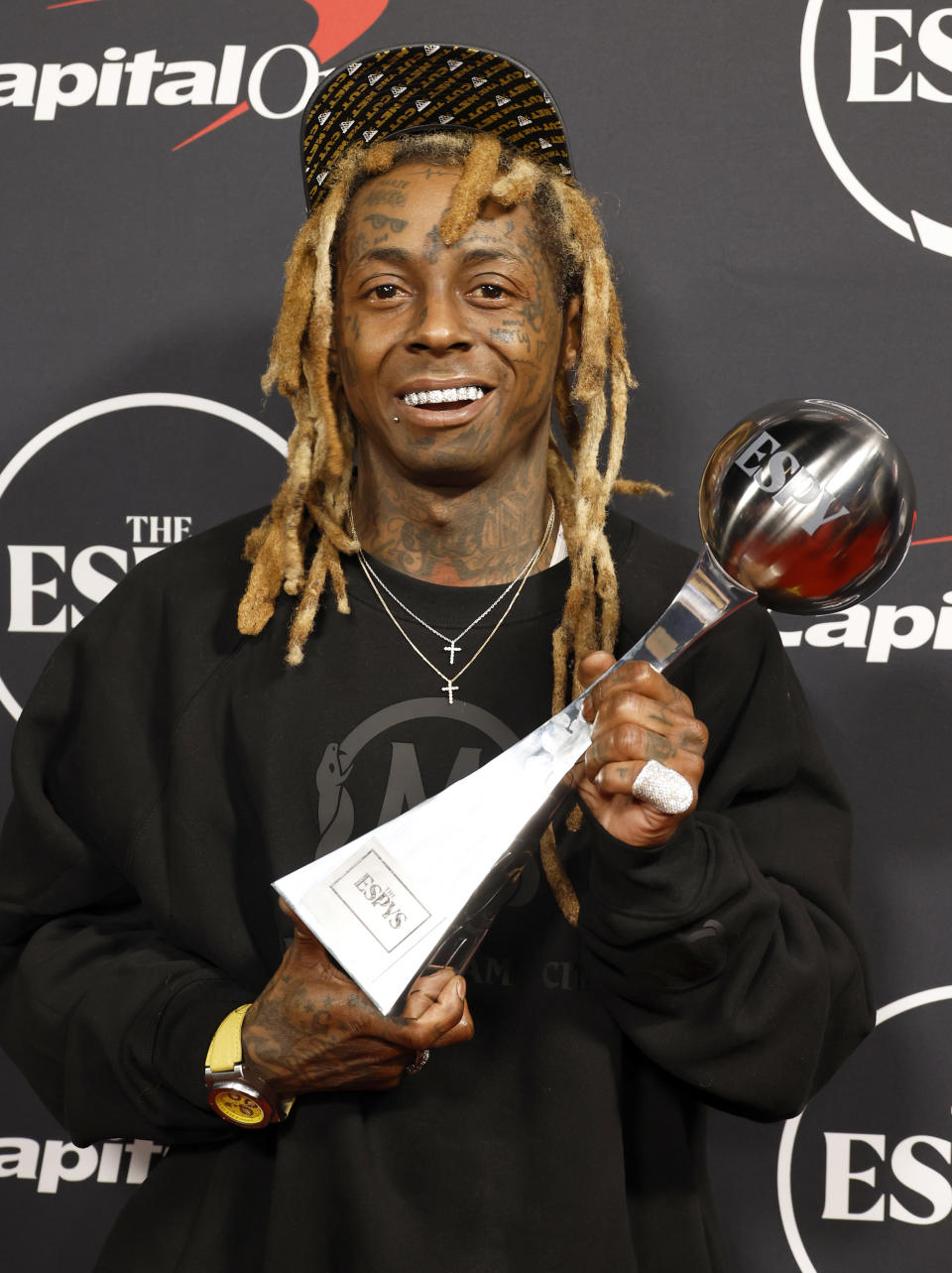 Lil Wayne Holding 2023 ESPY Awards Trophy