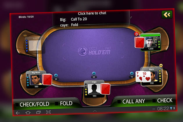 <b>Live Holdem Poker Pro: Für Karten-Zocker</b><br><br>Poker ist das Trend-Spiel und dank zahlreicher Apps kann auch unterwegs gezockt werden. Bei Live Holdem Poker Pro sind statt dem Computer Millionen registrierter Spieler die Gegner. Bei der Anmeldung wird der Spieler üppig mit Chips ausgestattet. Android: gratis. (Bild: Dragonplay, Google Play)