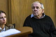 Robert Koehler, who authorities call the "Pillowcase Rapist," listens alongside Vivian Pitchik, left, one of his attorneys as the prosecution presents their closing argument in his trial, Wednesday, Jan. 25, 2023, in Miami. (Jose A. Iglesias/Miami Herald via AP, Pool)