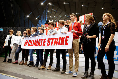 Local school children join Greta Thunberg's initiative on climate strike during the COP24 UN Climate Change Conference 2018 in Katowice, Poland December 14, 2018. Agencja Gazeta/Grzegorz Celejewski via REUTERS